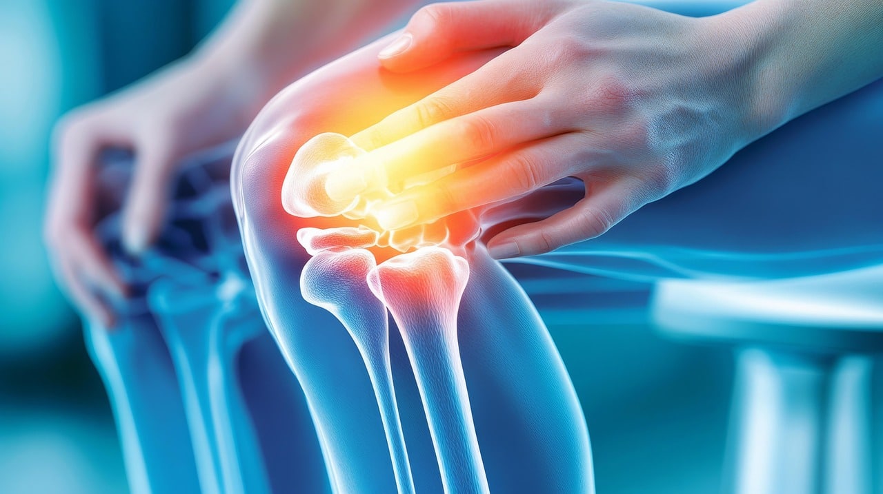 X-ray image of a painful, arthritic knee