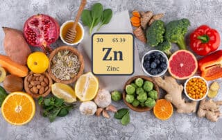 An array of foods that are high in zinc